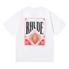 Niche RHUDE playing card printed pure cotton short sleeved T-shirt for men and women high street trendy bottoms versatile t-shirt