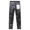 Paarse merkjeans heren elastische kleine voet slim fit trendy heren casual broek modieuze denim broek