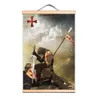 Vintage Knights Templar Wall Art Plakaty krucjaty zbroi wojownik ściany wiszący zwoju z litym drewnianym osi najlepszy prezent ab10