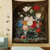 Tapestries Vintage Style Flowers Tapestry Oil Painting Wall Hanging Home Living Room Bedroom Dorm Art Decoration