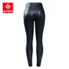 2218 Youaxon, европейские размеры, высокая талия, черные джинсы из искусственной кожи с леопардовым узором, женские эластичные узкие джинсовые брюки, джинсы больших размеров для женщин 240315