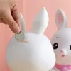 Boîtes dessin animé Piggy Banks Kids Bunny Saving Rabbit Moneybox Specie Cash Jar Pâques Animal Figurine Girl Childre