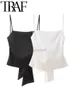 Women's T-Shirt TRAF Big Bow Back Womens Sexy Camis 2024 Summer Shoulder Strap Tank Sleeveless Backless White Tank Ultra Thin Womens Black sheer Top Y2K 240323