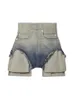 DEAT Mode Damen Denim Shorts Hohe Taille Farbverlauf Grat Kante Zurück Reißverschluss Kurze Jeans Frühling 2024 Trendy 17A6662 240315