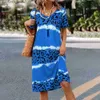 Vestidos casuales básicos vestidos para mujeres estampado de leoparos ropa de manga corta elegante y suelta esquí de una línea de verano Vestido de vacaciones para mujeres de gran tamaño Q240322