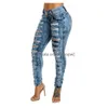 Women'S Jeans Died High Waisted And Small Foot Mti Buttonhole For Womens Clothing Drop Delivery Apparel Dh1Hc