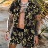 Survêtements pour hommes Collection Hawaii Style de plage 2pcs Ensemble hommes avec impression 3D Costume d'été Collier imprimé à manches courtes Pantalon homme