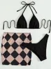 Damenbadebekleidung Dreiteiliger Bikini Frauen Badeanzug 2024 Sexy Solide Bikinis Set Hohe Taille Tanga Cover Up Badeanzüge Sommer