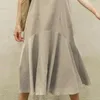 Sukienki swobodne kobiety Summer Midi Sukienka Krótkie rękawy okrągły patchwork luźny rąbek solidny kolor o długości w połowie kalan