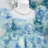 Sweet Blue Pink Jewel Flower Girl Dresses Girl's Birthday Dresses Girls Party Kirt Girl vardagliga klänningar Kids 'Party Wear SZ 2-12 D322109