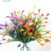 Faux Floral Greenery Artificial Plant Bouquet 33cm Fake Flowers for Indoor Home Room Decor Garden Wedding Decoration Outdoor Vase Flower Arrangement Y240322