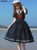 Grundlegende Freizeitkleider Japanische Soft Sister Süßes Lolita-Kleid Damen Süße Puffärmel Schlanke Zähne Armbänder Party Retro Mädchen Gonzalo Halskette Viscos Q240322