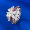 حلقات الكتلة 2024 زوجين من Ruby Diamond Ring REAL 925 Sterling Silver Party Wedding Band for Women Bridal Consigning Jewelry