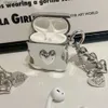 Hörlurstillbehör Lyxig elektropläterad Silver Heart Earphone Box för AirPods Pro 2 Fall för AirPods 1 2 3 Täck Simple Love Keychain Funday240322