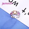 Cluster Rings Arrival Female Pink Opal Ring Jewelry For Fashion Women Wedding Champagne Color Crystal Bague Femme