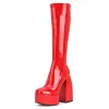 Stivali ghifox in stile gotico rosso nero plus size 48 tacchi grossi tacco alto piattaforma elastica stivali elastico da festa per la donna scarpe da donna