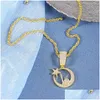 Pendant Necklaces Uni Glamorous Hip Hop Moon Lighthouse Star Necklace Matching With 4Mm Wide Rope Chain Or Tennis For Fashion Jew Drop Otggo