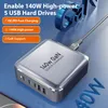 140W GAN Quick Charger for Phone Laptop Phone Travel 5-Port USB Type C PD 3.1 Fast Charging Multi Port Charger