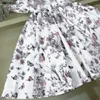 新しいデザイナーキッズ服の女の子のドレスバタフライフラワープリント子供スカートレースプリンセスドレスサイズ90-150 cmベイビーフロック24マー