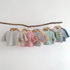 Bebek doğumlu kızlar sonbahar tam kollu çizgili üst tees çocuklar bebek gündelik dip gömlek thodler tshirts pamuk giyim 240306
