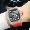 Luxury Richarmille Watch Watches Wristwatch Milles Designer 2022 Transparent Mens Hollow Out hela automatisk mekanisk lysande bandmodeatmosfär