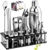 Strumenti da bar Kit da barista Set di shaker da cocktail Boston con supporto in acrilico Cubetto di ghiaccio in acciaio inossidabile per bevande miste Set di strumenti da bar Martini 240322