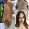 Toppers Hair Toppers for Women Hair Blonde Brown Colored Real Human Hair Upgraded Silk Base No Bangs Hair Extension Top Hair