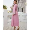 Ethnic Clothing Elegant Abayas Dubai Kaftan Women's Long Dress Muslim Arabic V-neck Jilbab Turkish Middle East Islamic Ramadan Maxi Robe