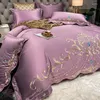 Conjuntos de cama Europeu Consolador 4 Pcs Algodão Elegante Lençóis de Seda Gelo Conjunto com Travesseiros Caso Quilt Cover Casamento