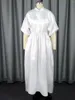 Robes décontractées AOMEI Mode Femmes élégantes Blanc Bouton Chemise Robe 2024 Rétro Femmes Trois Quarts Robe à Poitrine Simple