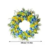 Couronne de fleurs décoratives bleues pour la fête des mères, décoration de printemps, décoration murale de ferme, cadeau de maison, bricolage de fausses fleurs, porte d'entrée moderne