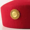 Berets Ladies Red Stewardess Hat Felt Flight Attendant Costume Air Hostess For Cosplay Band Musical Performance