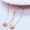 Pendentifs Classique Coeur Double face Brillant Collier Pour Femme Pendentif Plaqué 14k Or Rose Exquis Bijoux De Mariage