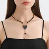 Hänge halsband inslagna sammet tyg svart hjärtformad fritillaria halsband kvinnors coola stil i krage kedja tofs krage dekoration