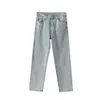 Jeans d'homme bleu clair homme cowboy pantalon pantalon droit avec impression régulière kpop baggy xs coton empilé automne vêtements lavés