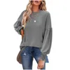 Kvinnor Hoodies Sweatshirts Bluuses Women Autumn Vintage Latern Sleeve Tops Female Retro Round Neck Shirt Ladies Elegant Fashion Casual Otsg4