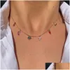 Pendant Necklaces Gold-Plated Ins Vintage Garden Vegetable Cute Colorf Zircon Mushroom Crystal For Women Girl Fashion Jewelry Drop Del Otip3