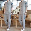 Männer Trainingsanzüge Shirts Hosen Sommer Baumwolle Leinen Sportswear Casual Sets Frühling Männliche Mode Chinesischen Stil Hosen Und Männer