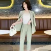 Womens Office Suit Fashion Blazer Pantsuit Simple Solid Color Spring Summer Half Sleeve Top Trousers 2 Piece Set 240315