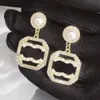 Simple Designer Stud Earrings Crystal Pearl Earring New Style Silver Plated Brand Letter Studs Flower Eardrop Men Women Earring Wedding Party Jewelry