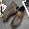 Skor tjockt Soled Wearresistent Men's Oxford Shoes Högkvalitet Workkläder Skor äkta läder Casual Shoes For Men's Free Delivery