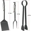 Heavy Duty Utensils BBQ Tool Sets, Blacksmith Hand Forged Grill Tools, Extra Thick Stainless Steel Spatula , Fork and Tongs, for Master Griller,3 Pack