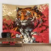 Tapisseries Tigre Art Tapisserie Animal Illustration Tenture Murale Tissu Décoration De La Maison Fond Dortoir Salon Chambre