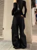 女子ジーンズ女性ダークアカデミアギャールサイバーパンクハラジュクバディリッピングホールY2Kバギーローライズデニムパンツ2000Sズボングランジ