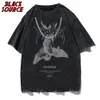 Harajuku Kunst Fallen Angel Herren T-shirt Sommer Kühlen Unisex Hip Hop Lustige Gedruckt T-shirt Casual T Shirt Streetwear Tops 240315
