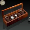 Ny träklocka Display Box Organizer Black Top Watch Wood Case mode Watch Storage Packing Presentlådor smyckesfodral W027 CX200256F