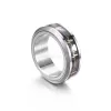 Inlagd kolfiber hjärtslag elektrokardiogram ringband kärlek rostfritt stål roterande ring reducerade tryckringar för kvinnor män smycken