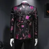 Vintage Luxe Jacquard Blazers Mannen Bloem Slim Fit Blazer Jas Hommes Wedding Club Feestjurk Zangers Kostuums 240313