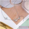 Colliers de pendentif 925 Sterling Sier Collier à glands de papillon en diamant pour femmes bijoux de chaîne de clavicule personnalisée Dr Dhxn6