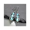 Dangle Lustre Bohème 925 Sterling Sier Goutte D'eau Pierres Précieuses Femmes Bleu Saphir Vague Longues Boucles D'oreilles Cerceau Opale Livraison Bijoux Dhkhb